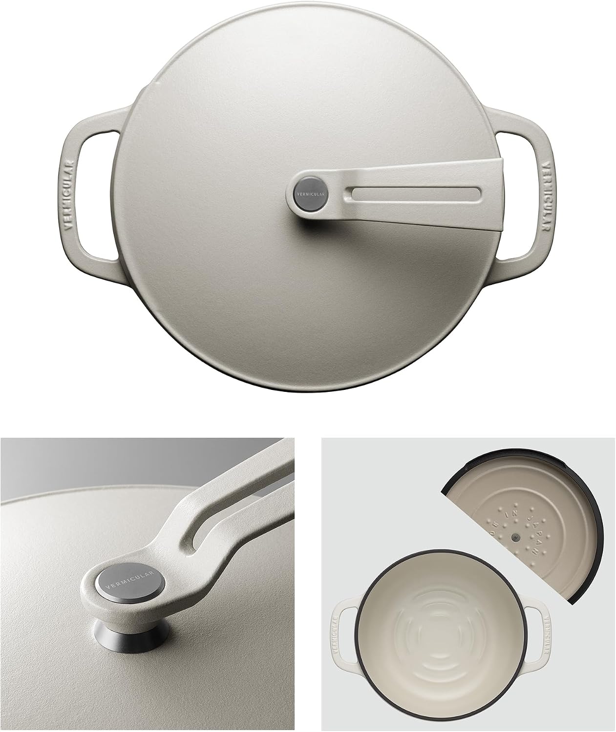 Vermicular Oven Pot 2.0 | Lightweight Enameled Cast Iron Pot | 22cm (3.7 Qt) | Non-Toxic | Induction-compatible | Dutch Oven | Made in Japan | Matte Linen Beige Matte Linen Beige 22cm (3.7 Qt)